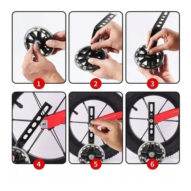 Kółka boczne do roweru LED czarne