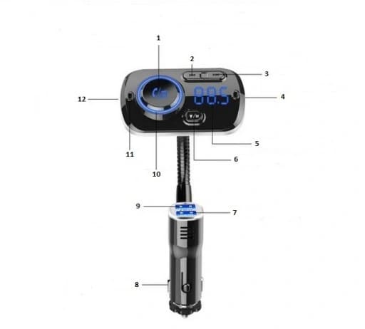 TRANSMITER BLUETOOTH FM SAMOCHODOWY SZYBKA ŁADOWARKA 2x USB AUX