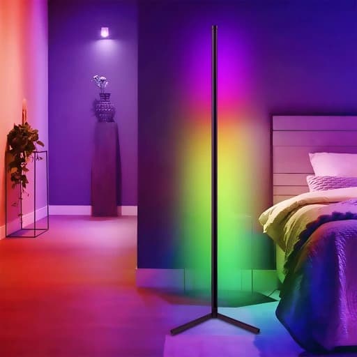 LAMPA PODŁOGOWA STOJĄCA LED RGB NAROŻNA PILOT APKA